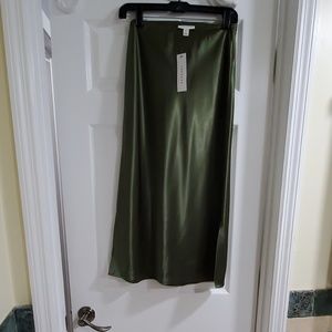 Georgous Green satin biased cut midi skirt